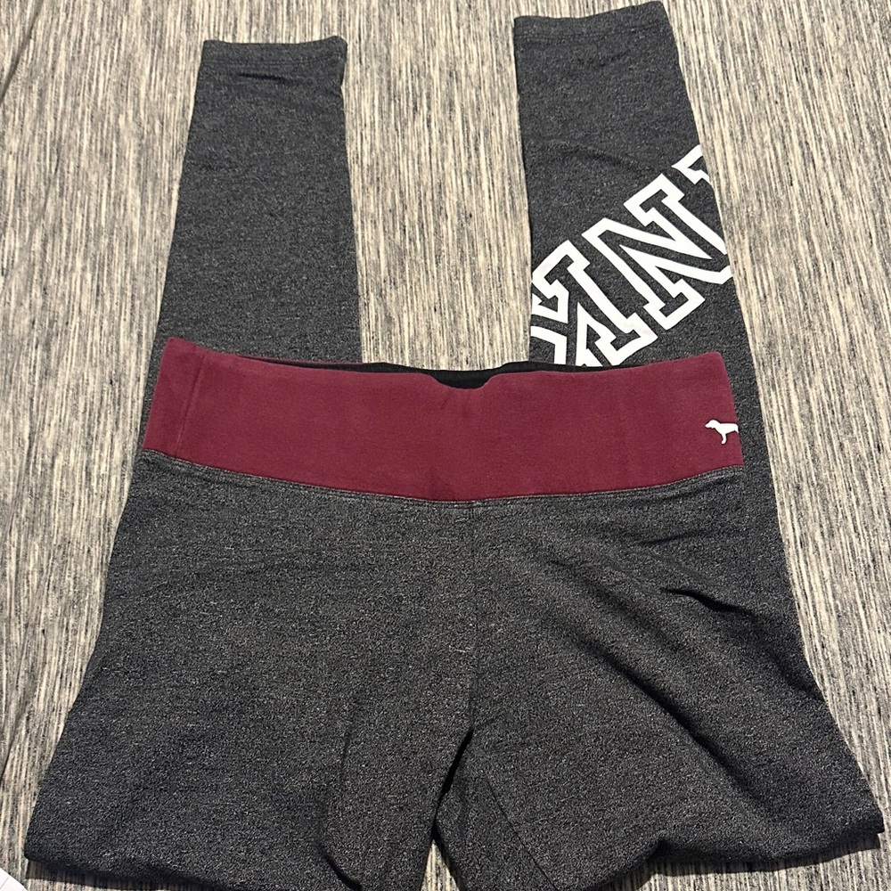 Victoria's Secret woman’s Charcoal and Maroon Leggings
